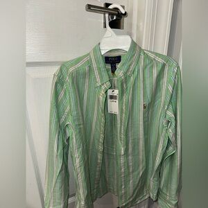 Polo by Ralph Lauren Green Striped Button Down Shirt